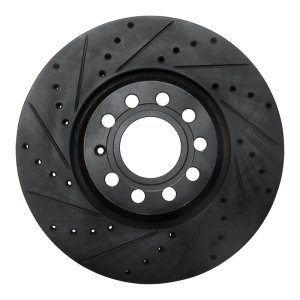 Audi A6 Brake Rotor (1) - Front Left - R1 Concepts - Drilled & Slotted - Black - `97-`06